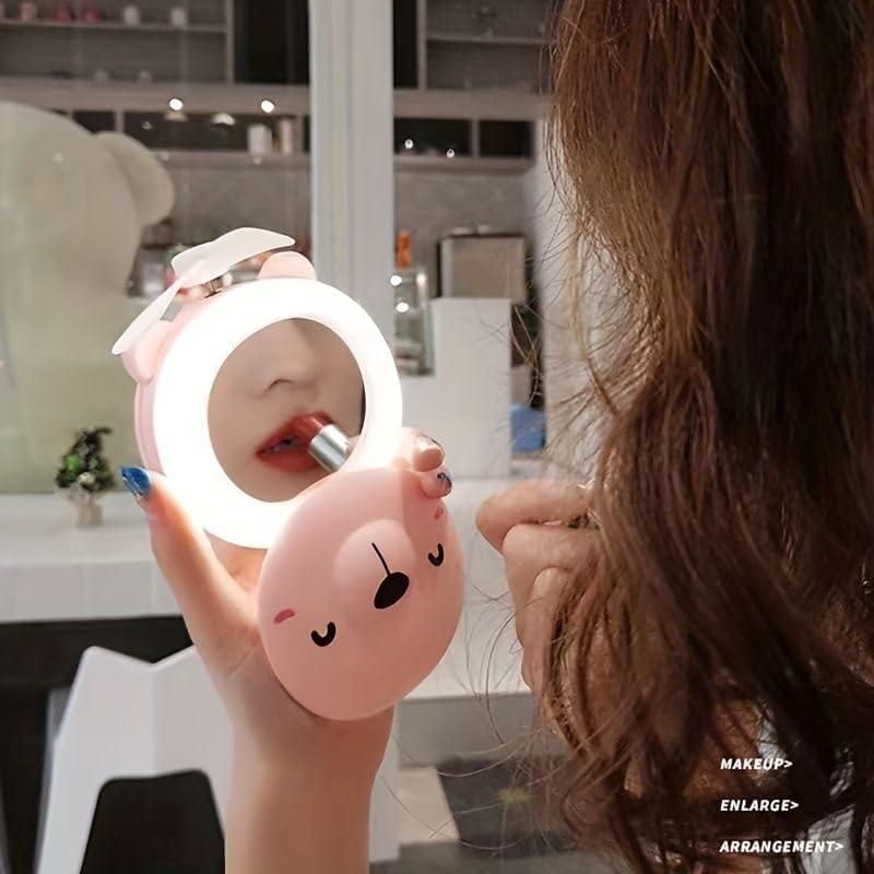 Cute Pig Mirror Pocket Fan