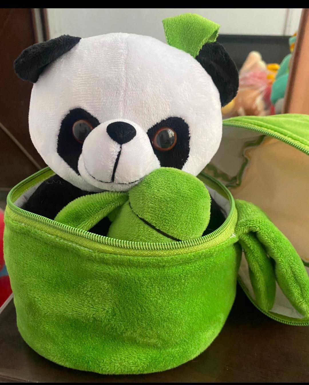 Cute Panda Plush with Bamboo Pouch