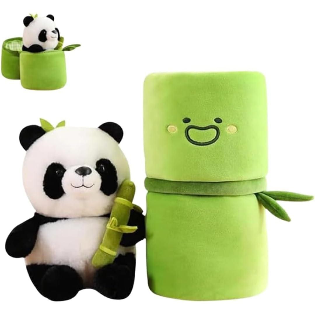Cute Panda Plush with Bamboo Pouch