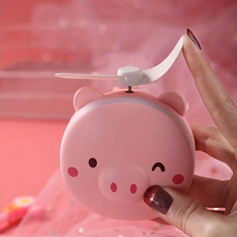 Cute Pig Mirror Pocket Fan