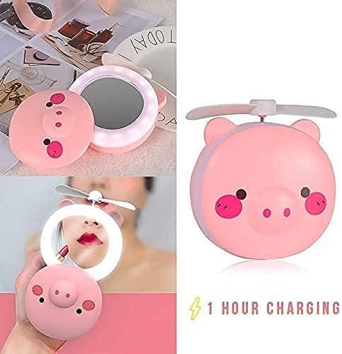 Cute Pig Mirror Pocket Fan