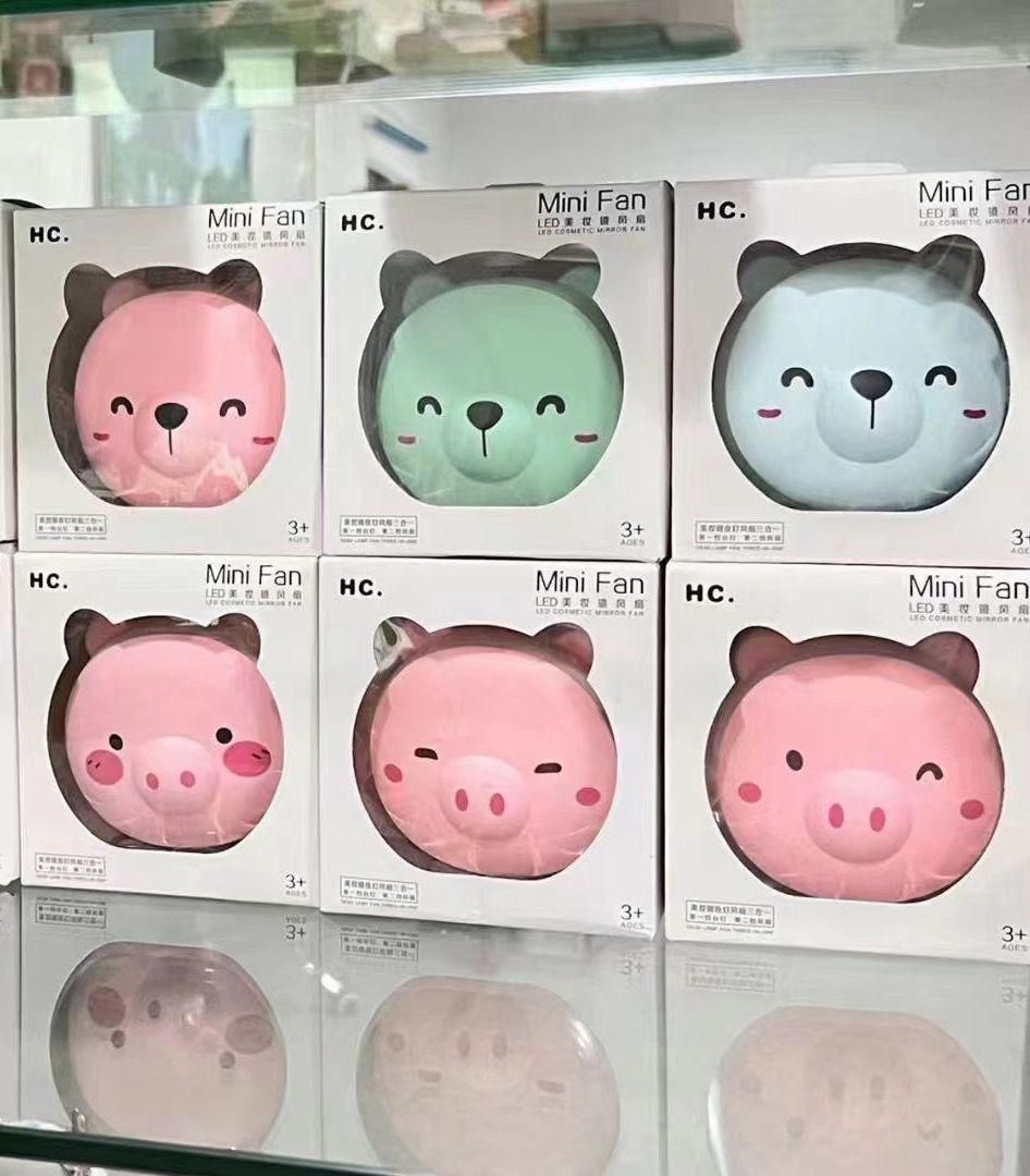 Cute Pig Mirror Pocket Fan