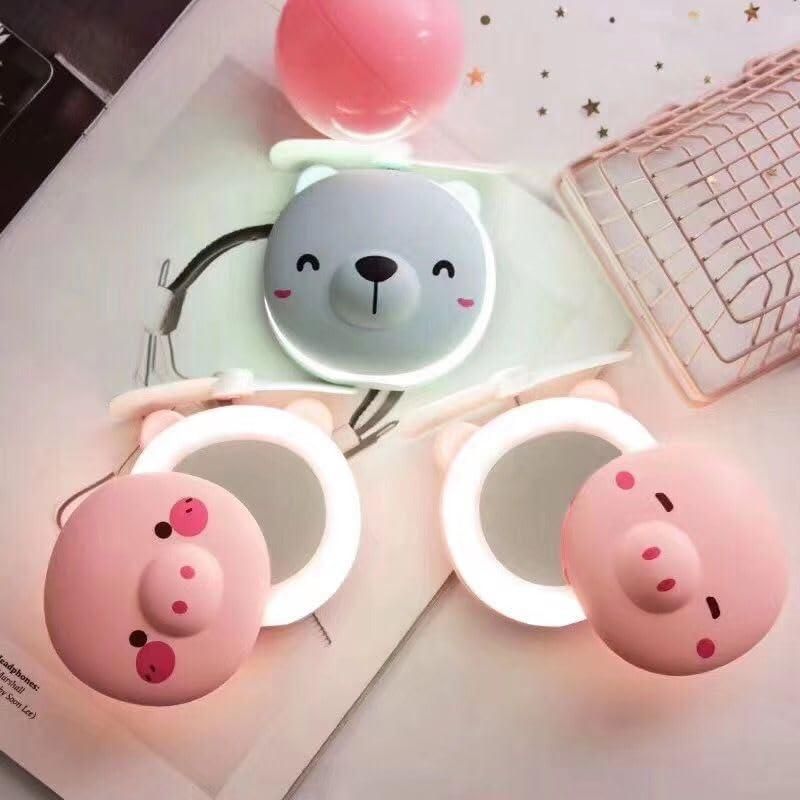 Cute Pig Mirror Pocket Fan