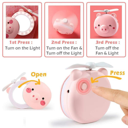 Cute Pig Mirror Pocket Fan