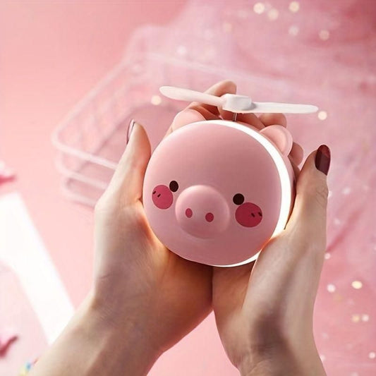 Cute Pig Mirror Pocket Fan