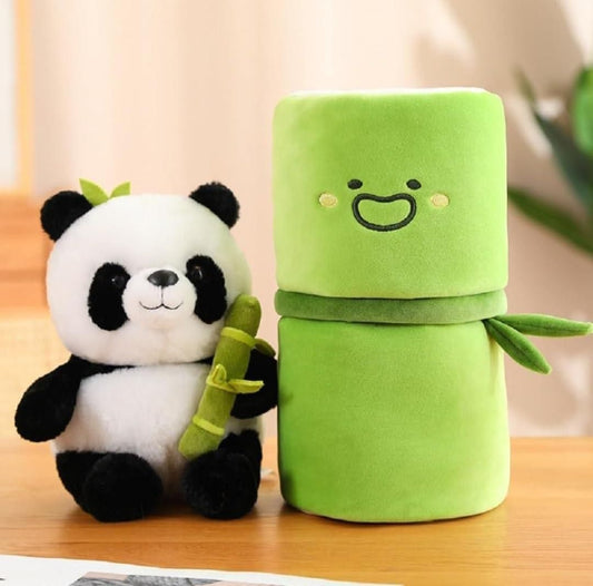 Cute Panda Plush with Bamboo Pouch